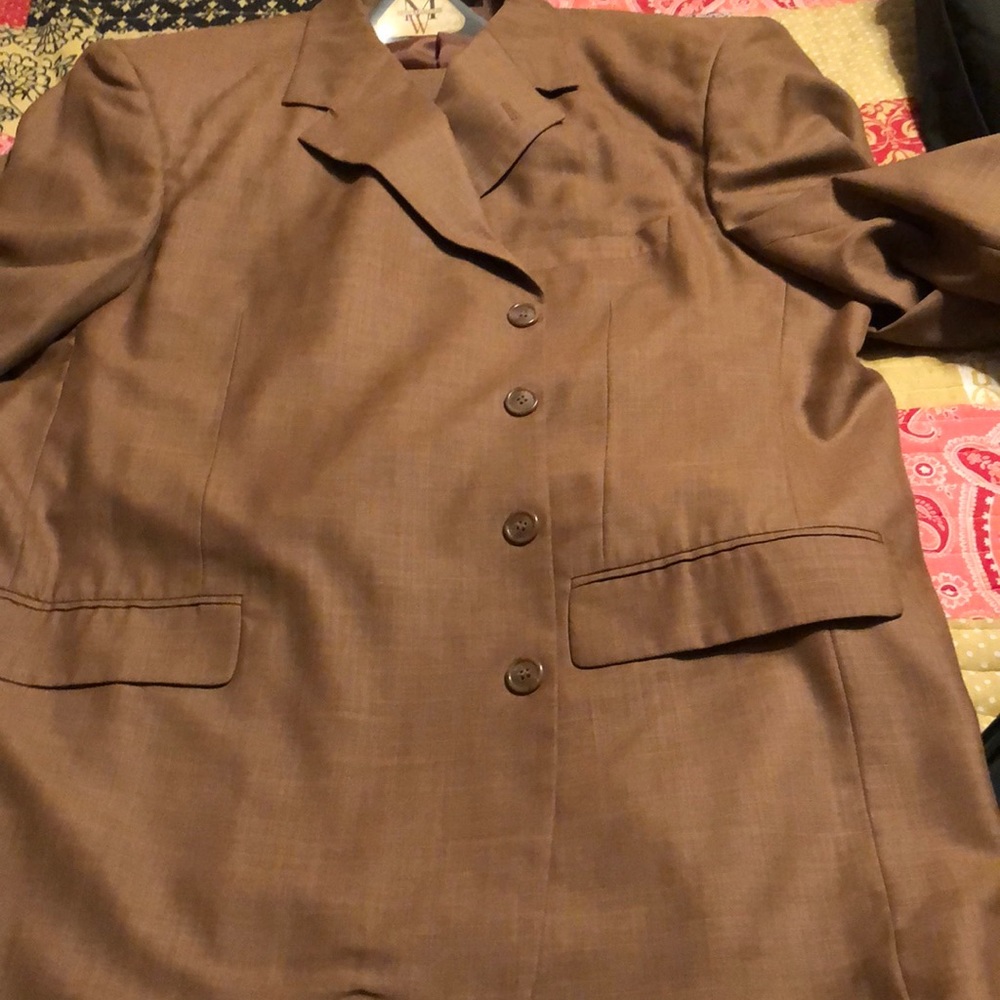 4 button brown suit